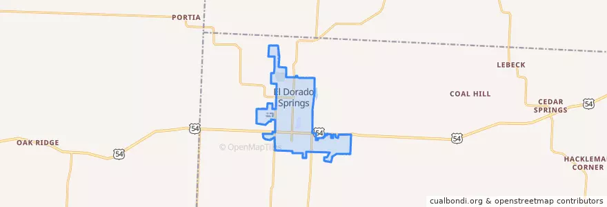 Mapa de ubicacion de El Dorado Springs.