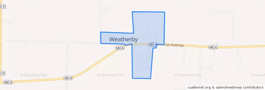 Mapa de ubicacion de Weatherby.