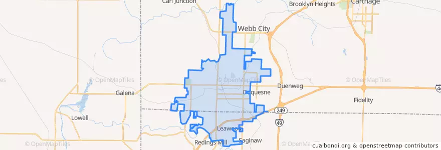 Mapa de ubicacion de Joplin.