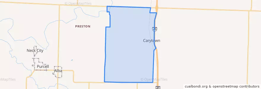 Mapa de ubicacion de Carytown.