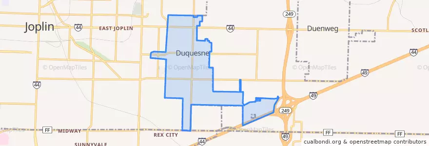 Mapa de ubicacion de Duquesne.