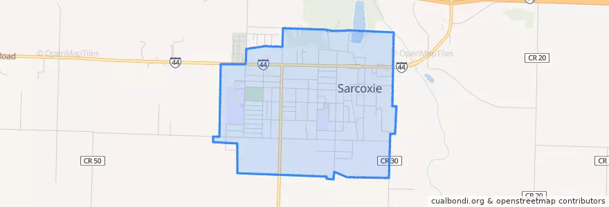 Mapa de ubicacion de Sarcoxie.