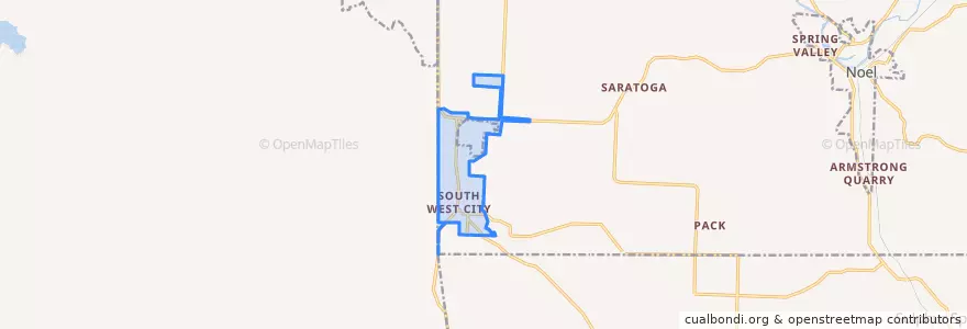 Mapa de ubicacion de Southwest City.