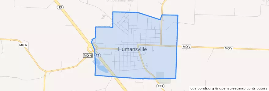 Mapa de ubicacion de Humansville.