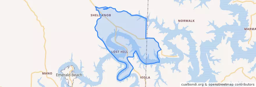 Mapa de ubicacion de Shell Knob.