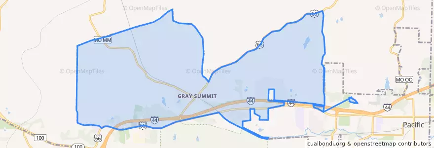 Mapa de ubicacion de Gray Summit.