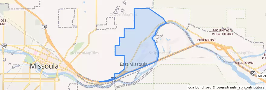 Mapa de ubicacion de East Missoula.