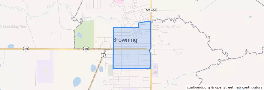 Mapa de ubicacion de Browning.