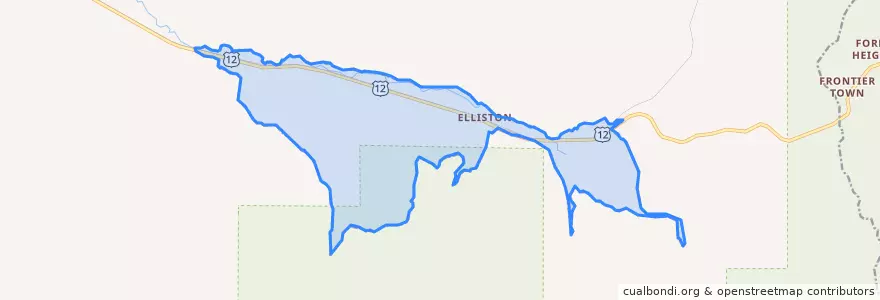 Mapa de ubicacion de Elliston.