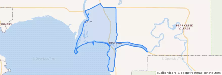 Mapa de ubicacion de Bigfork.