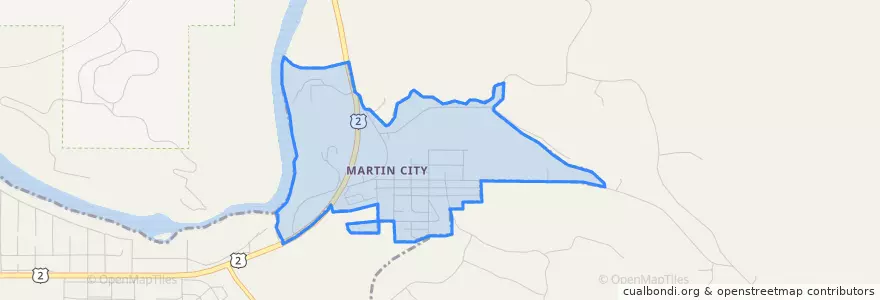 Mapa de ubicacion de Martin City.