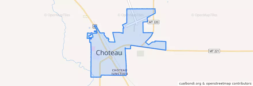 Mapa de ubicacion de Choteau.