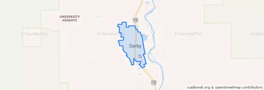 Mapa de ubicacion de Darby.