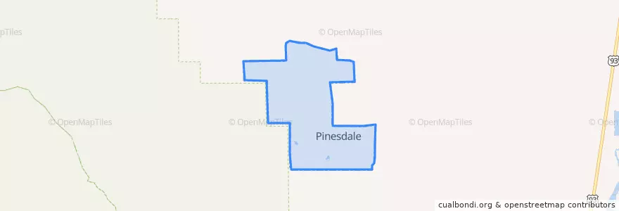 Mapa de ubicacion de Pinesdale.