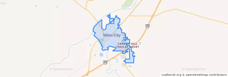 Mapa de ubicacion de Miles City.