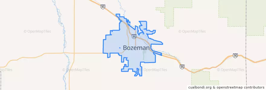 Mapa de ubicacion de Bozeman.