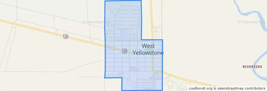 Mapa de ubicacion de West Yellowstone.