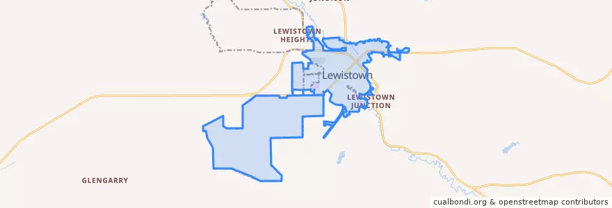Mapa de ubicacion de Lewistown.