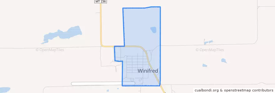 Mapa de ubicacion de Winifred.