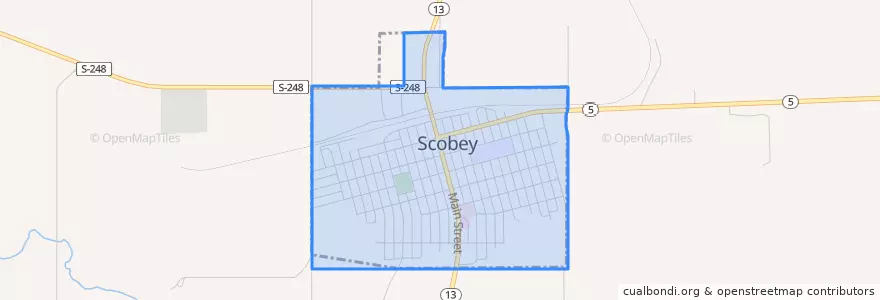 Mapa de ubicacion de Scobey.