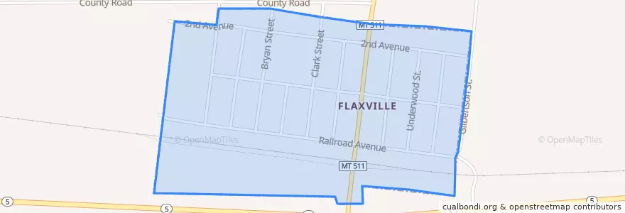 Mapa de ubicacion de Flaxville.