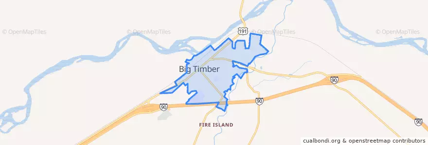 Mapa de ubicacion de Big Timber.