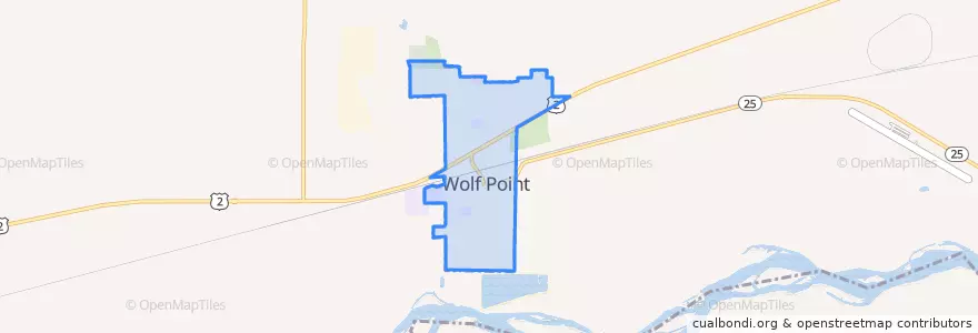 Mapa de ubicacion de Wolf Point.