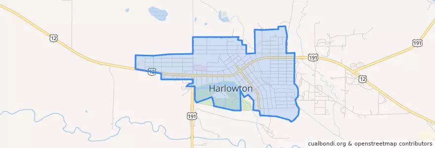 Mapa de ubicacion de Harlowton.