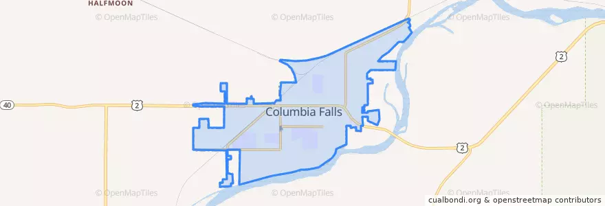 Mapa de ubicacion de Columbia Falls.