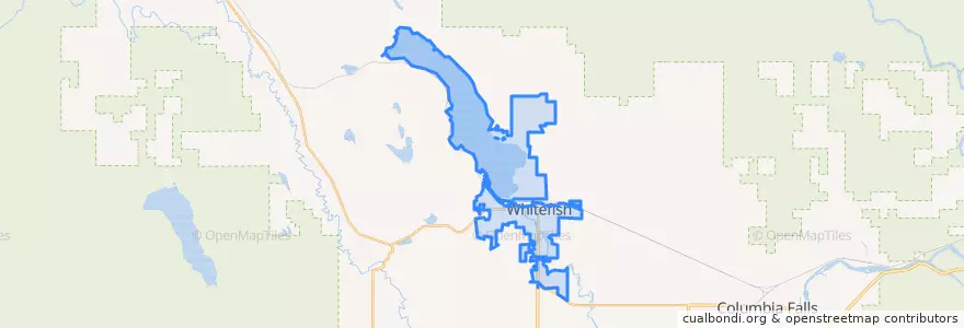Mapa de ubicacion de Whitefish.