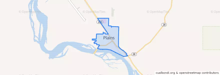 Mapa de ubicacion de Plains.
