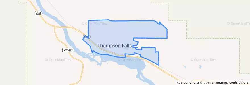 Mapa de ubicacion de Thompson Falls.
