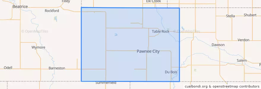 Mapa de ubicacion de Pawnee County.