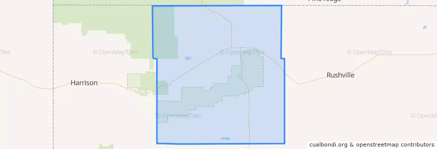 Mapa de ubicacion de Dawes County.