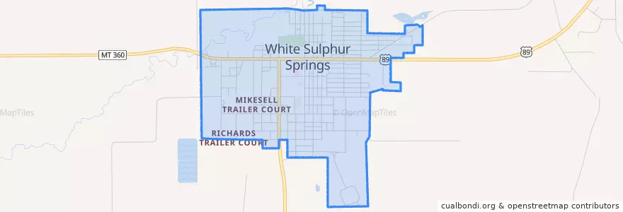 Mapa de ubicacion de White Sulphur Springs.