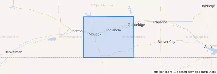 Mapa de ubicacion de Red Willow County.