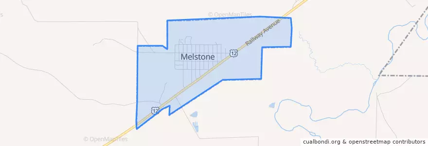 Mapa de ubicacion de Melstone.