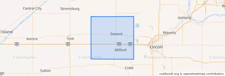 Mapa de ubicacion de Seward County.