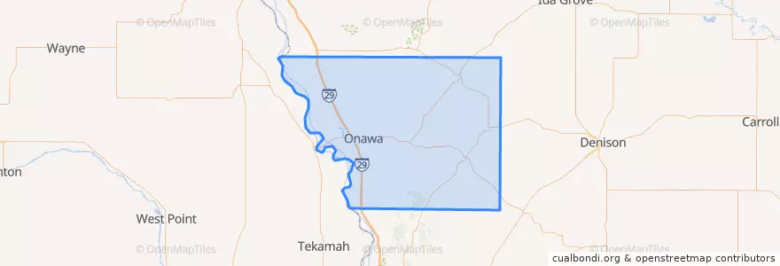 Mapa de ubicacion de Monona County.