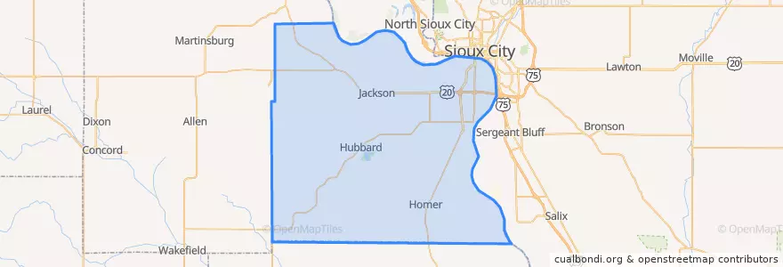 Mapa de ubicacion de Dakota County.