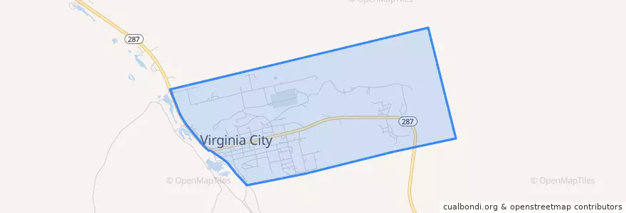 Mapa de ubicacion de Virginia City.