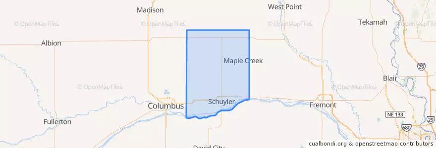 Mapa de ubicacion de Colfax County.