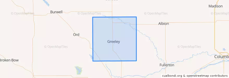 Mapa de ubicacion de Greeley County.