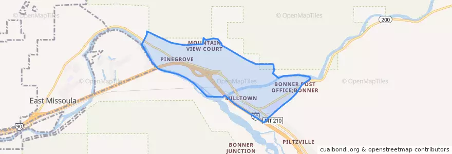 Mapa de ubicacion de Bonner-West Riverside.