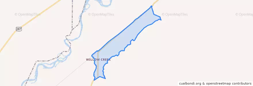Mapa de ubicacion de Willow Creek.