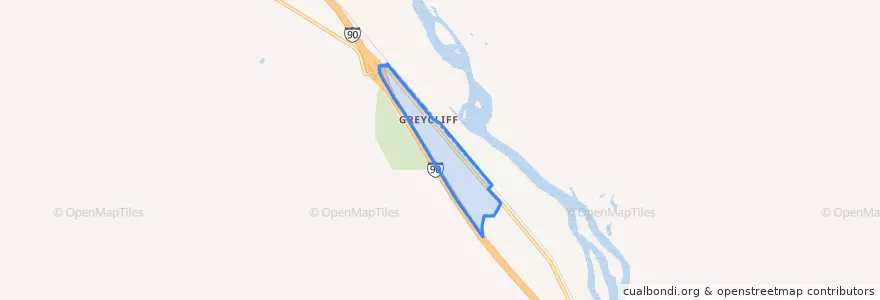 Mapa de ubicacion de Greycliff.