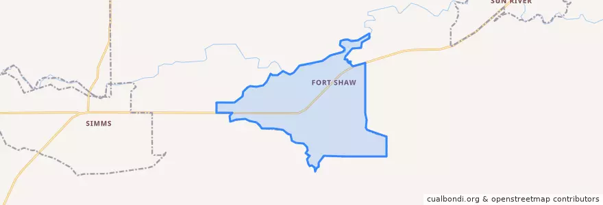 Mapa de ubicacion de Fort Shaw.