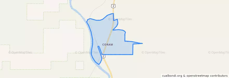 Mapa de ubicacion de Coram.