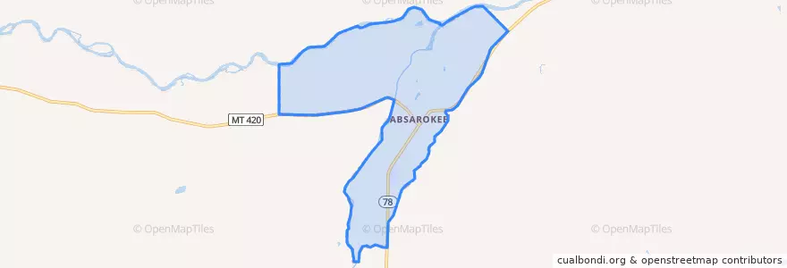 Mapa de ubicacion de Absarokee.
