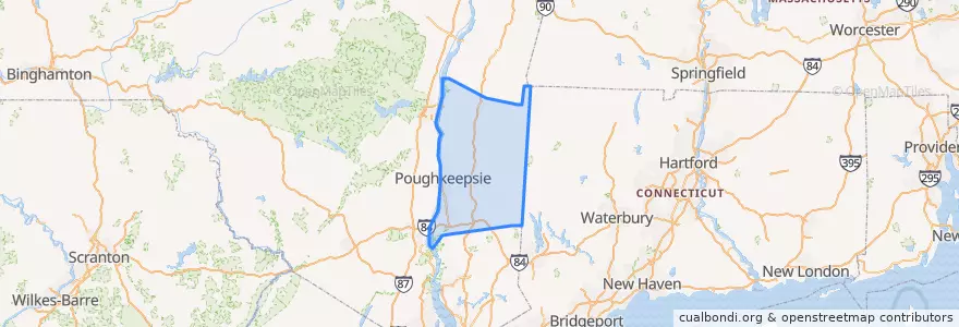 Mapa de ubicacion de Dutchess County.